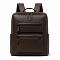 Zaino in pelle marrone con tasche frontali