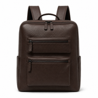 Zaino in pelle marrone con tasche frontali