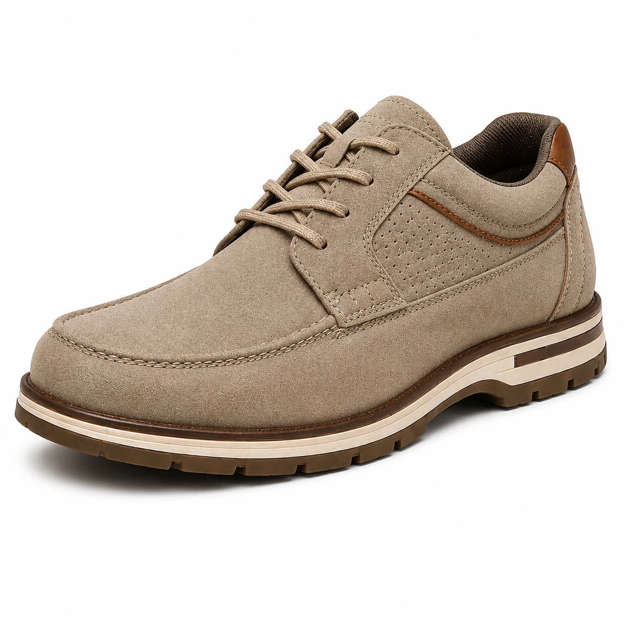Scarpe Casual Eleganti Uomo Beige Sabbia con Suola Comfort Multistrato
