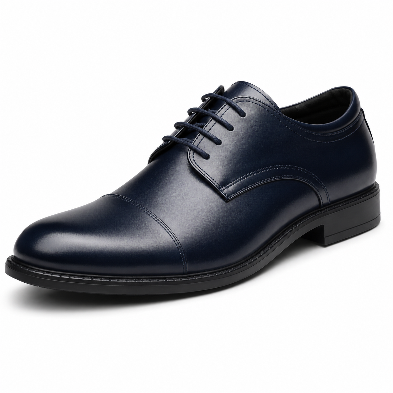 Scarpe Uomo Classiche Oxford Blu Navy con Punta Cap Toe