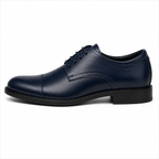 Scarpe Uomo Classiche Oxford Blu Navy con Punta Cap Toe
