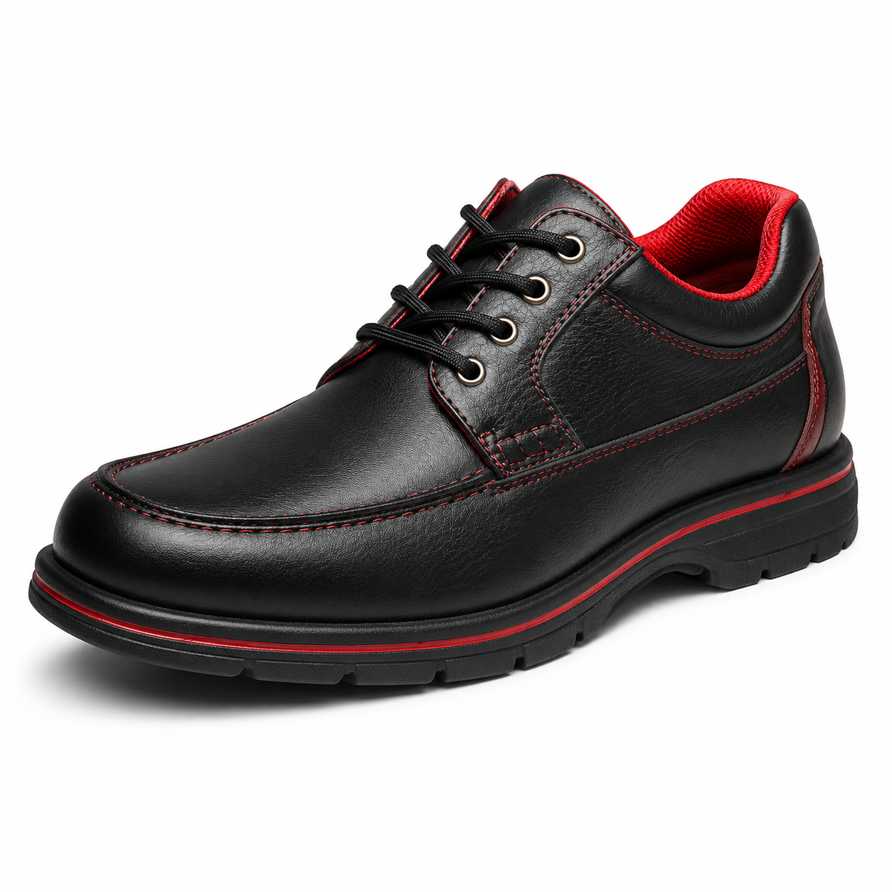 Scarpe Uomo Casual Sportive Nere con Dettagli Rossi e Suola Antiscivolo