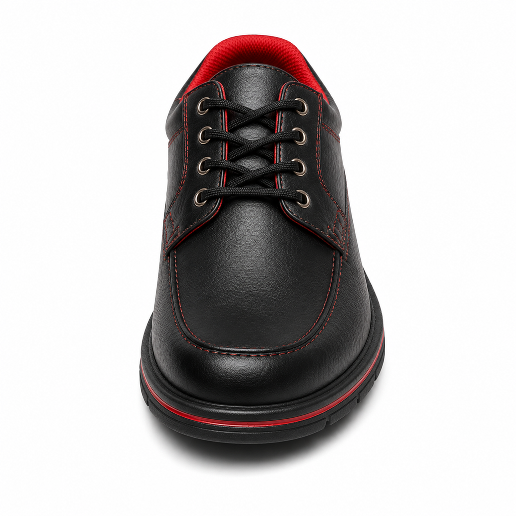 Scarpe Uomo Casual Sportive Nere con Dettagli Rossi e Suola Antiscivolo