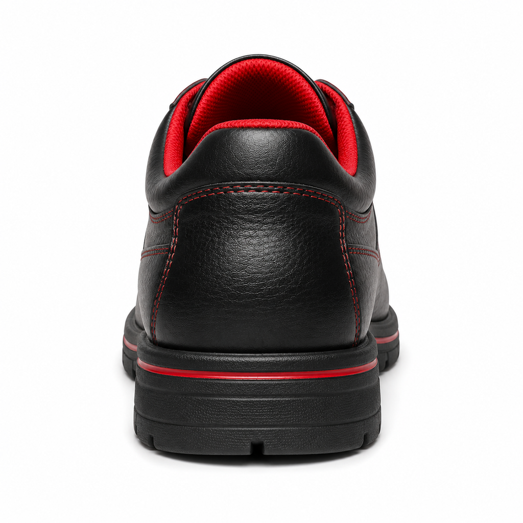 Scarpe Uomo Casual Sportive Nere con Dettagli Rossi e Suola Antiscivolo