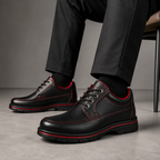 Scarpe Uomo Casual Sportive Nere con Dettagli Rossi e Suola Antiscivolo