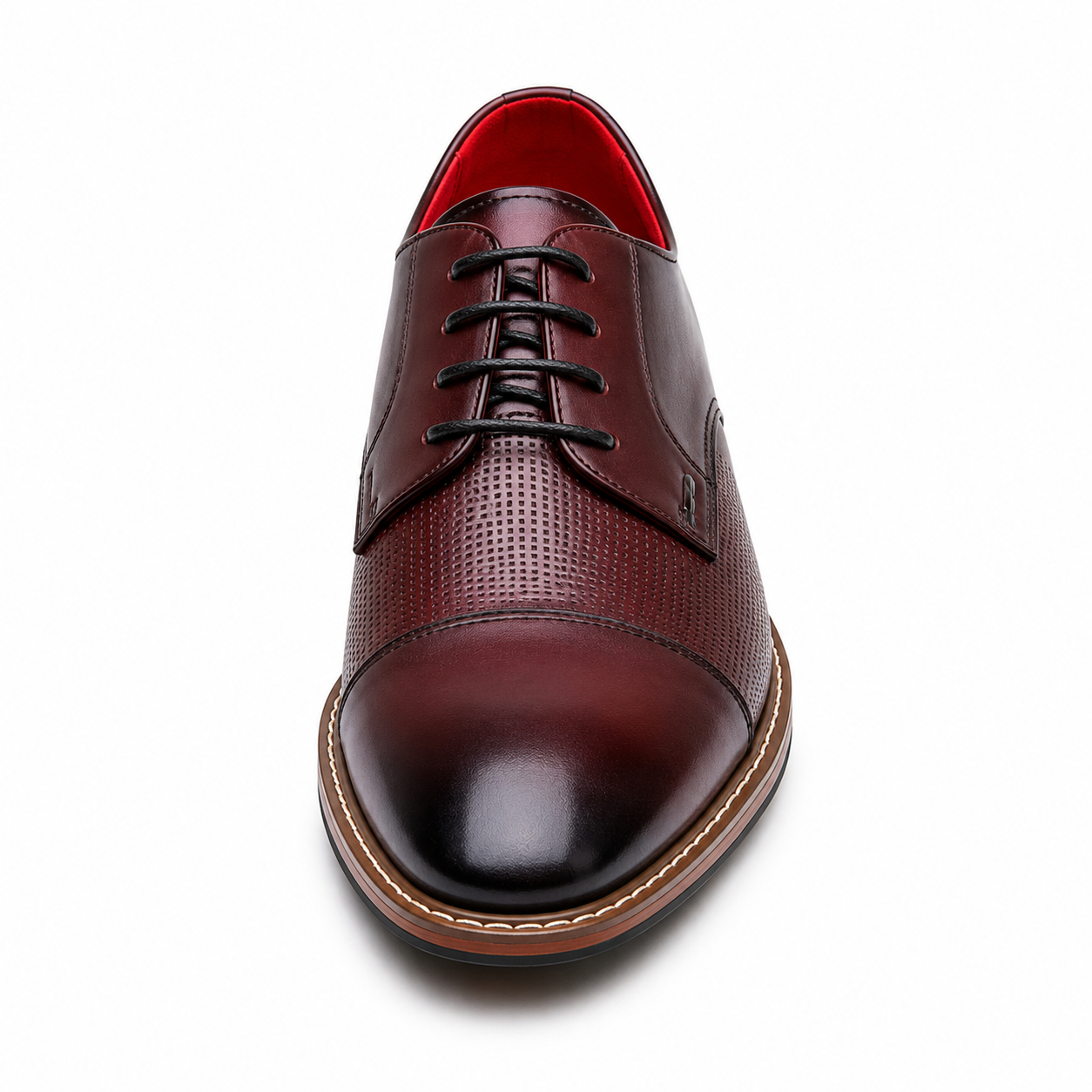 Scarpe Eleganti Uomo Bordeaux con Punta Cap Toe Traforata