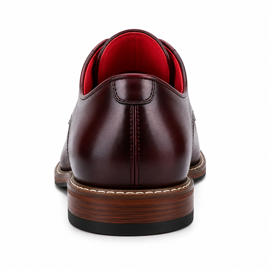 Scarpe Eleganti Uomo Bordeaux con Punta Cap Toe Traforata