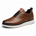 Scarpe Uomo Brogue Casual Marrone con Suola Comfort Bianca