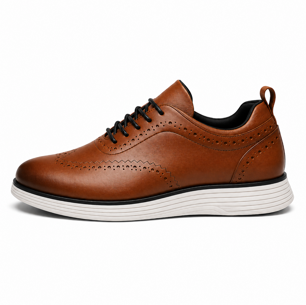 Scarpe Uomo Brogue Casual Marrone con Suola Comfort Bianca
