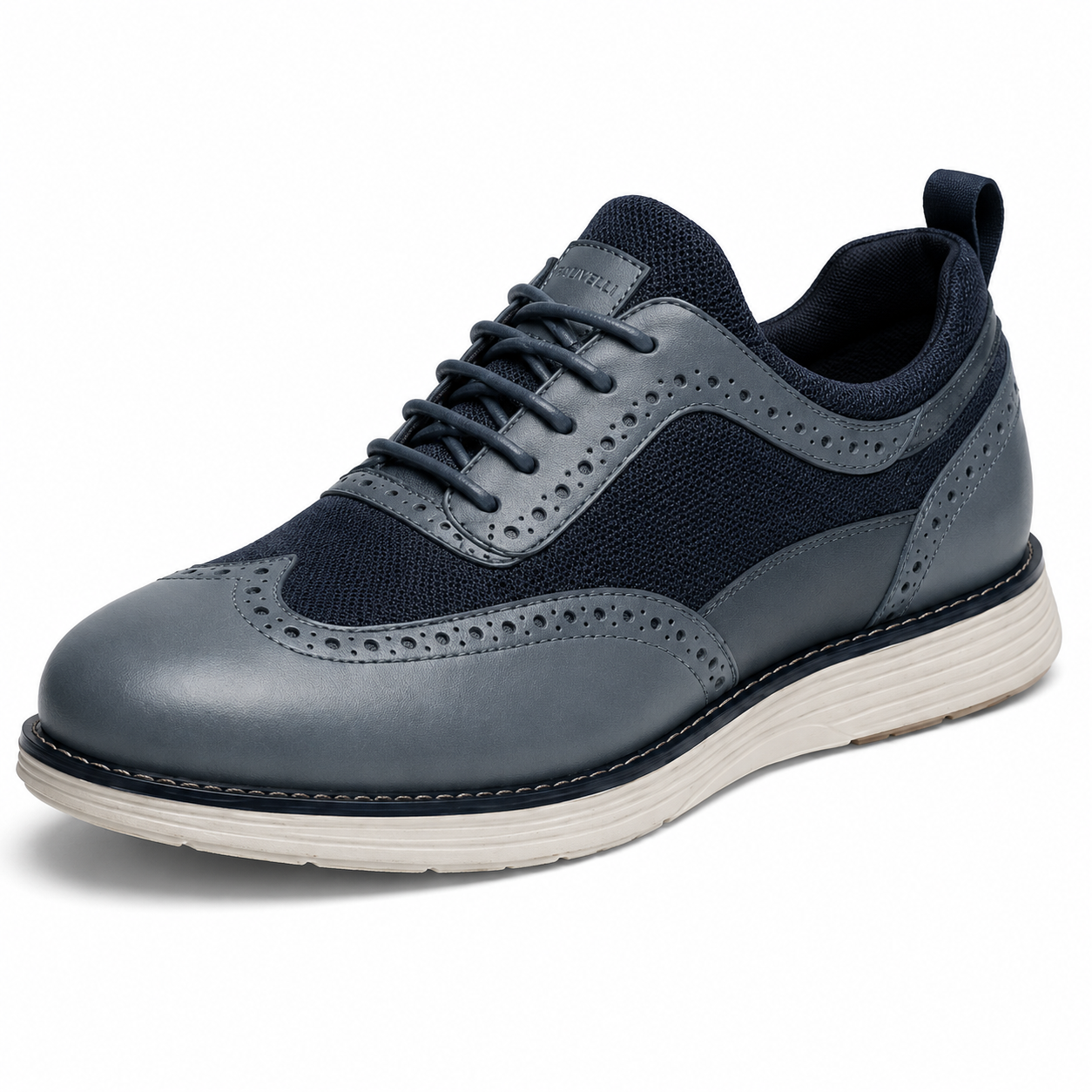 Scarpe Uomo Casual Business Blu e Grigio con Suola Comfort Bianca