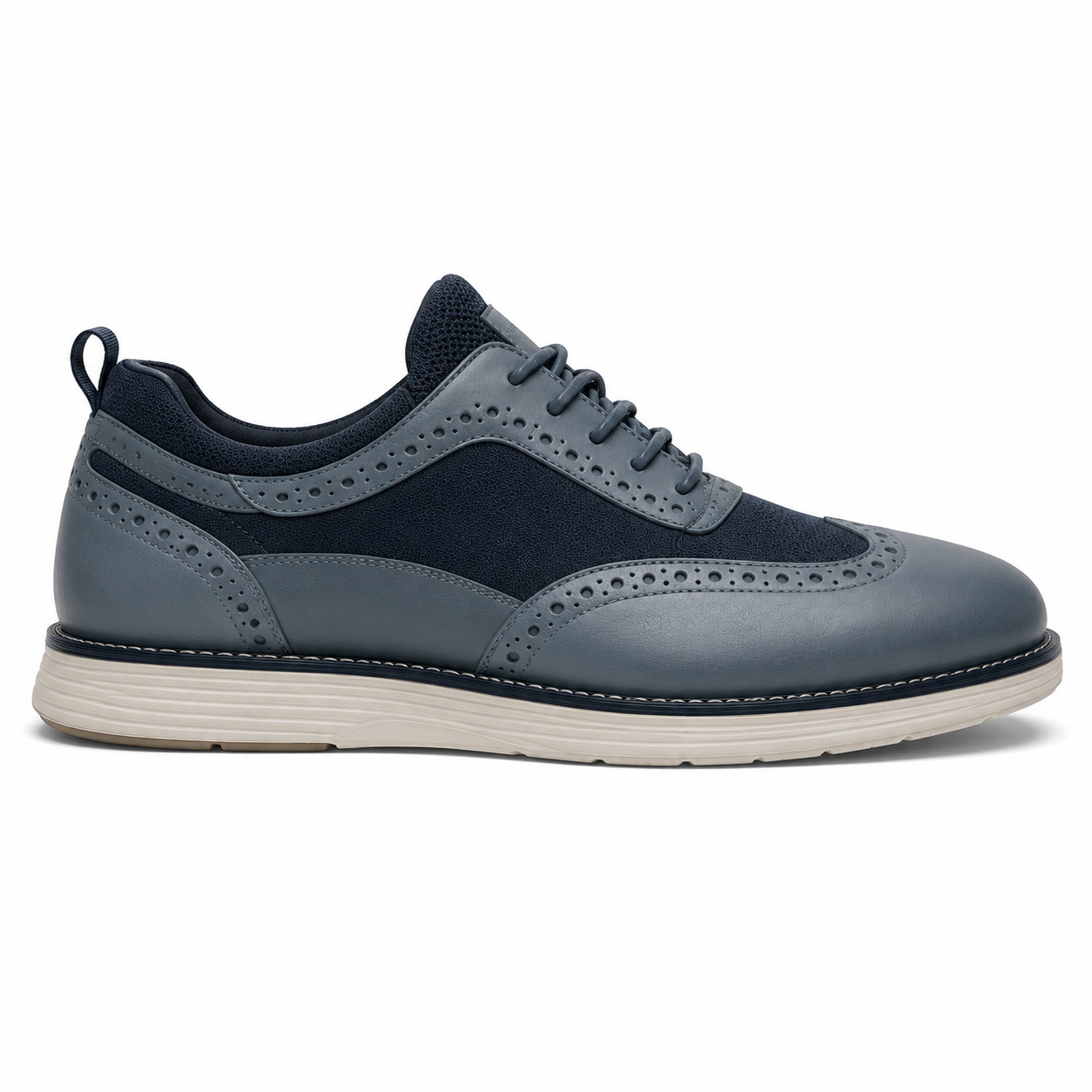 Scarpe Uomo Casual Business Blu e Grigio con Suola Comfort Bianca