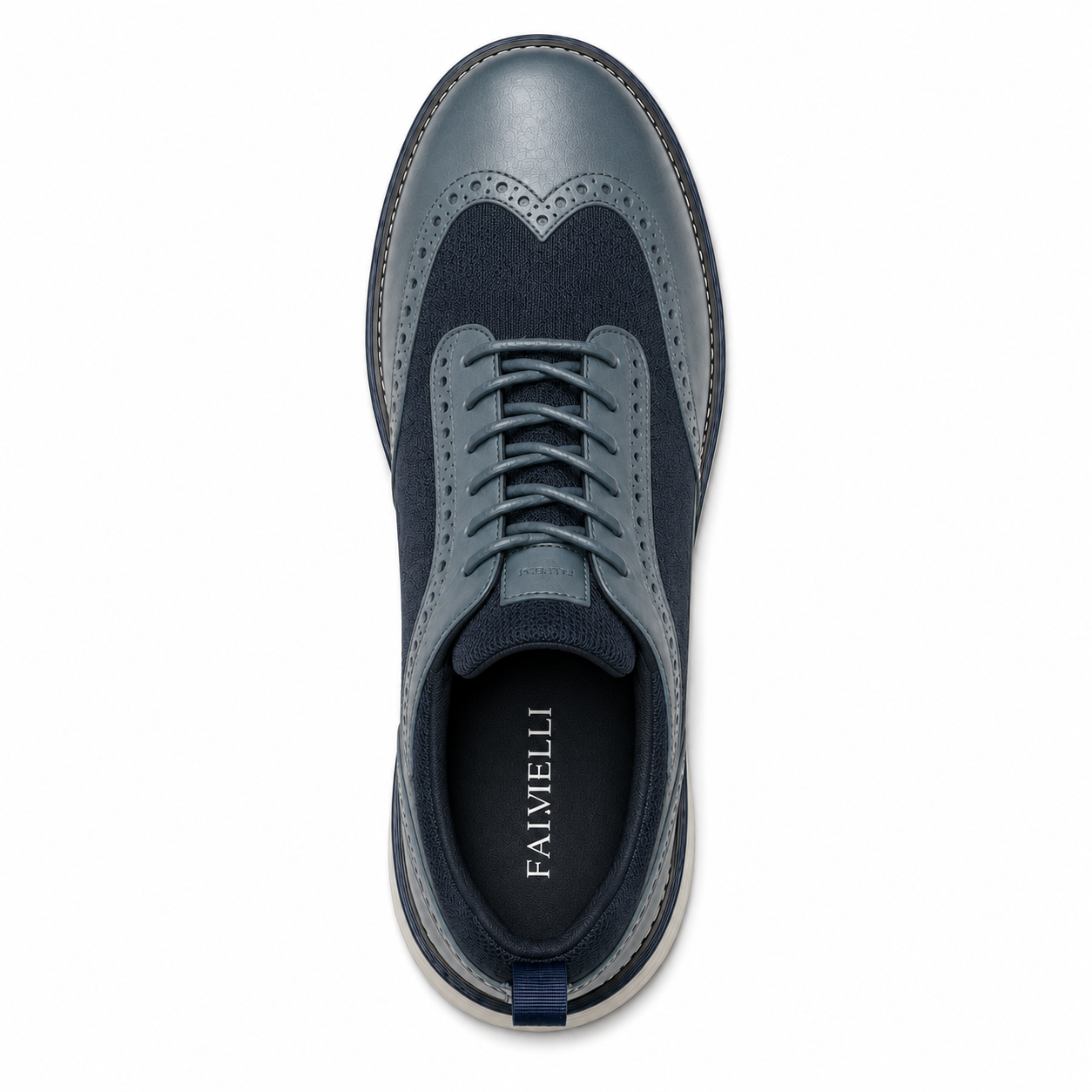 Scarpe Uomo Casual Business Blu e Grigio con Suola Comfort Bianca