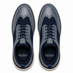 Scarpe Uomo Casual Business Blu e Grigio con Suola Comfort Bianca