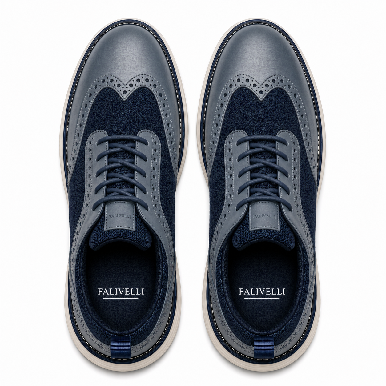 Scarpe Uomo Casual Business Blu e Grigio con Suola Comfort Bianca