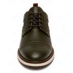 Scarpe Uomo Casual Business Verde Oliva con Suola Comfort Bianca