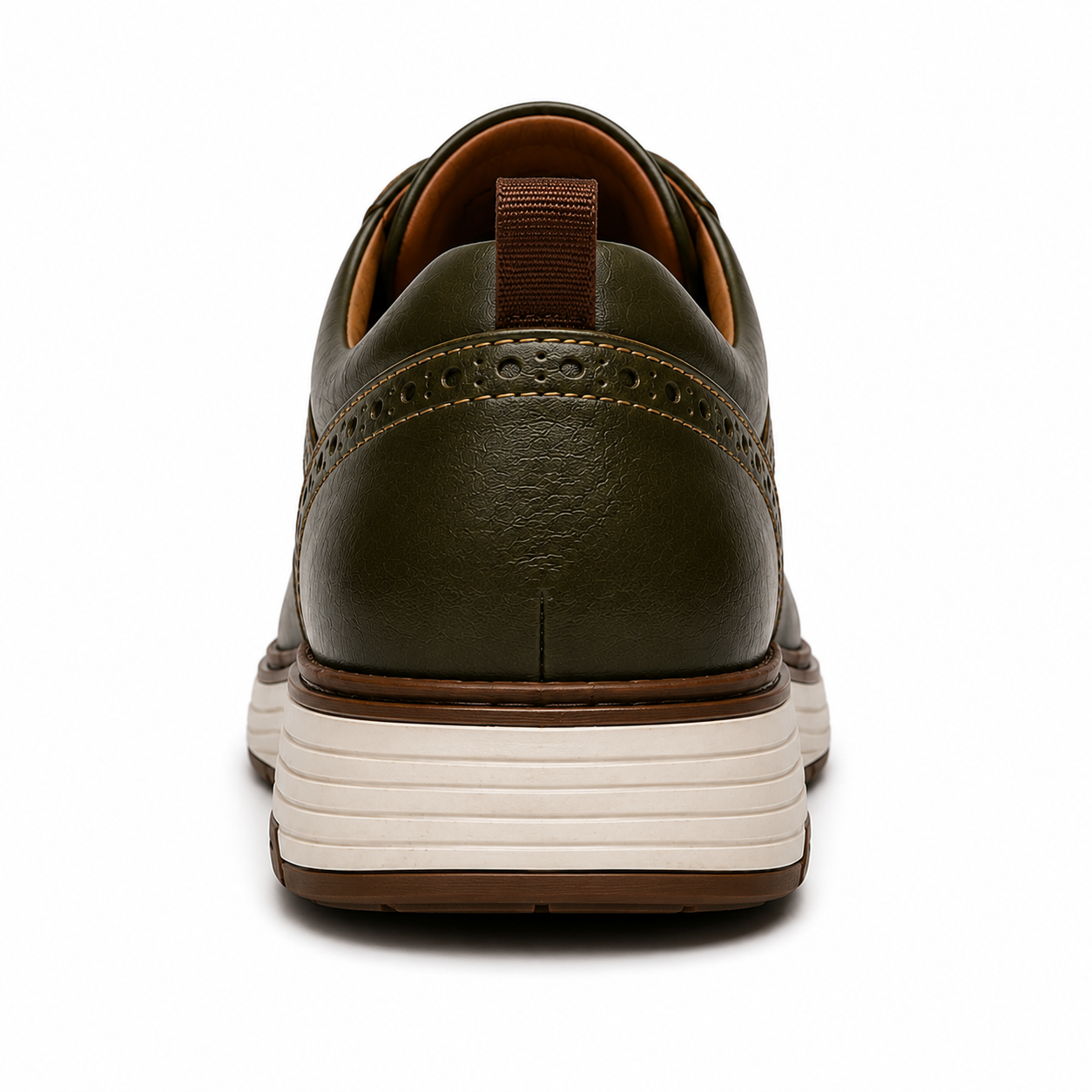 Scarpe Uomo Casual Business Verde Oliva con Suola Comfort Bianca
