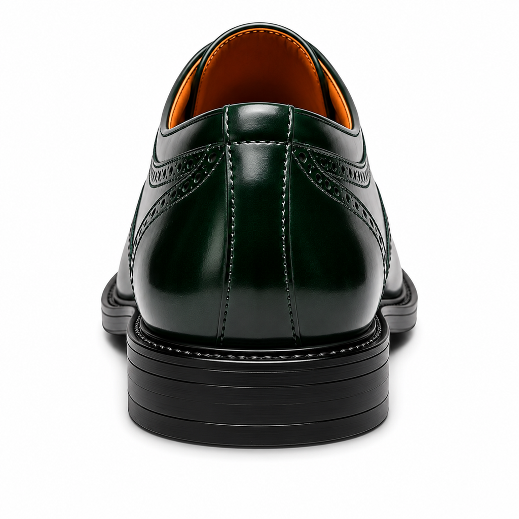 Scarpe Eleganti Uomo Derby Verde Scuro Lucido