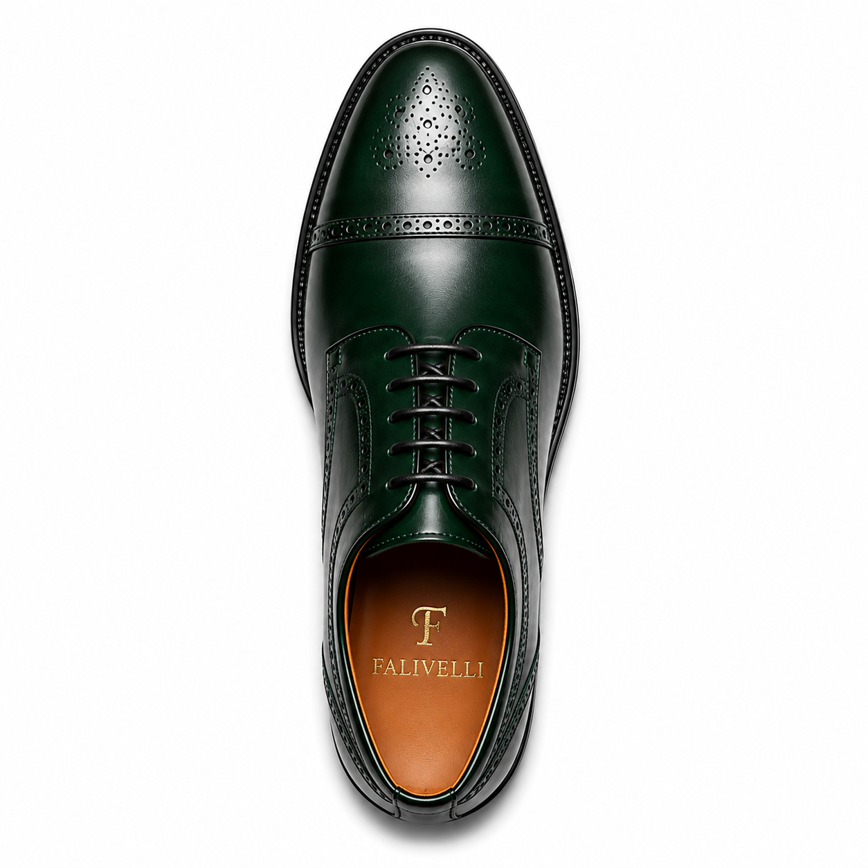 Scarpe Eleganti Uomo Derby Verde Scuro Lucido