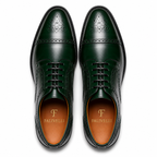 Scarpe Eleganti Uomo Derby Verde Scuro Lucido
