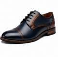 Scarpe Derby Eleganti Uomo Blu Navy e Marrone con Dettagli Brogue