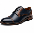 Scarpe Derby Eleganti Uomo Blu Navy e Marrone con Dettagli Brogue