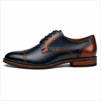 Scarpe Derby Eleganti Uomo Blu Navy e Marrone con Dettagli Brogue