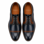 Scarpe Derby Eleganti Uomo Blu Navy e Marrone con Dettagli Brogue