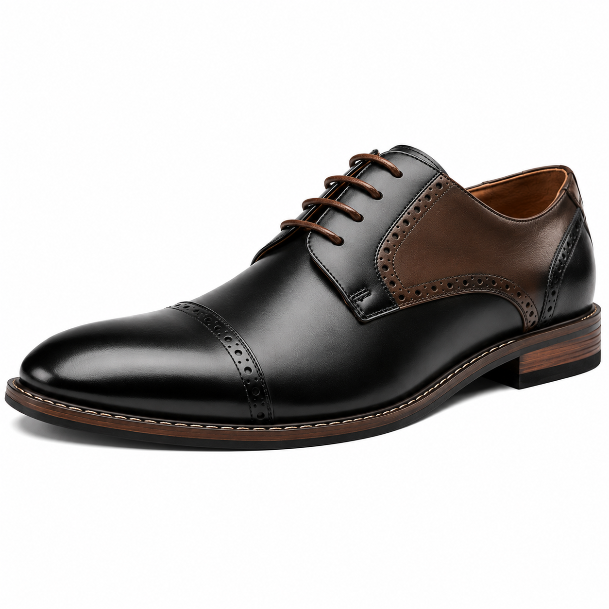Scarpe Oxford Eleganti Uomo Nero e Marrone con Dettagli Brogue