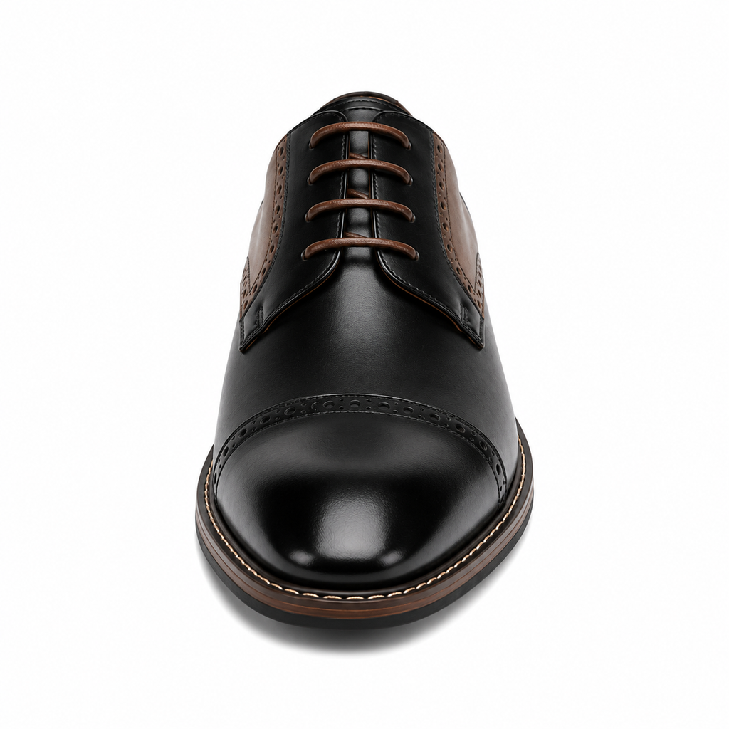 Scarpe Oxford Eleganti Uomo Nero e Marrone con Dettagli Brogue