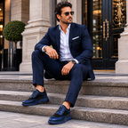 Scarpe Brogue Sportive Uomo Blu Navy con Inserti Traspiranti
