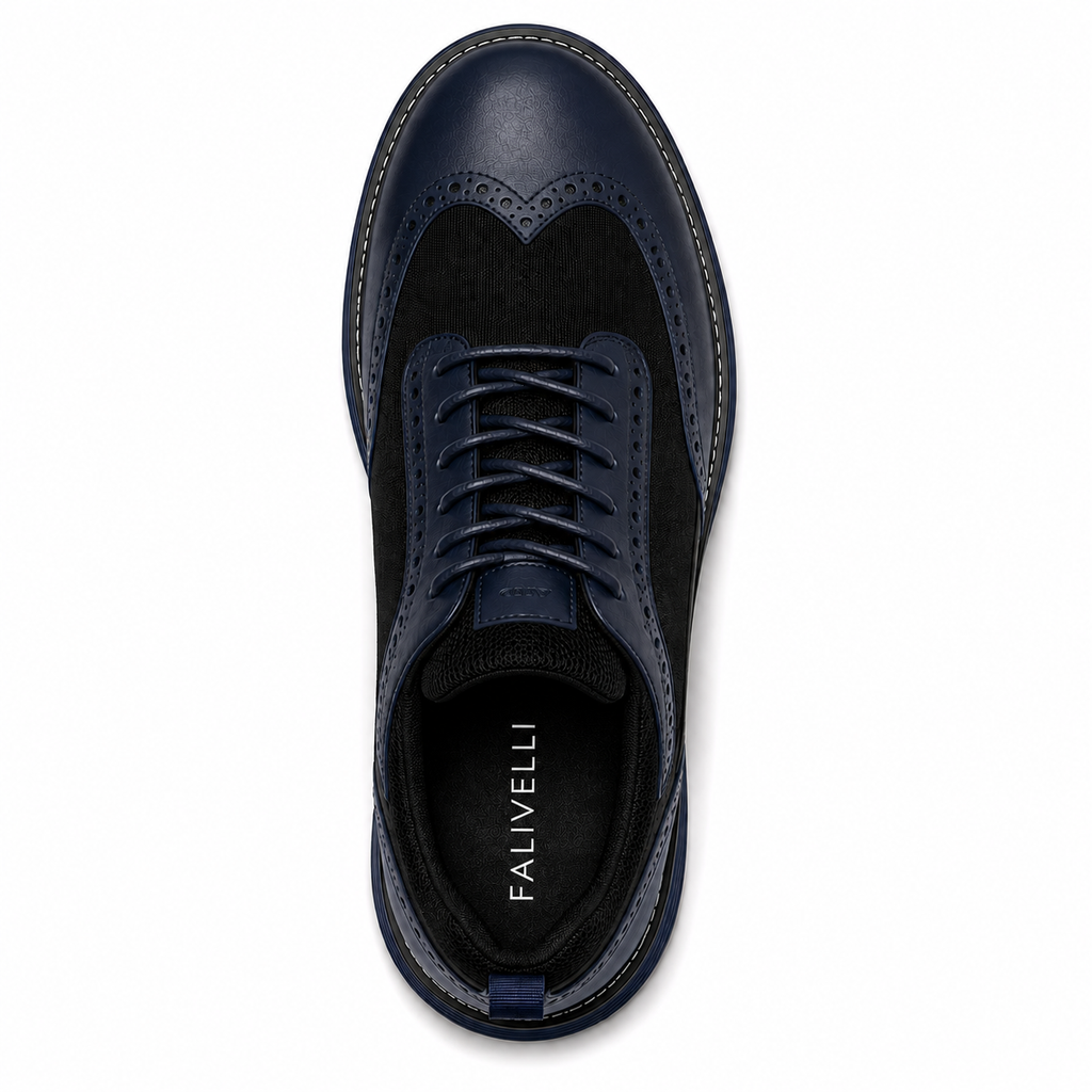 Scarpe Brogue Sportive Uomo Blu Navy con Inserti Traspiranti