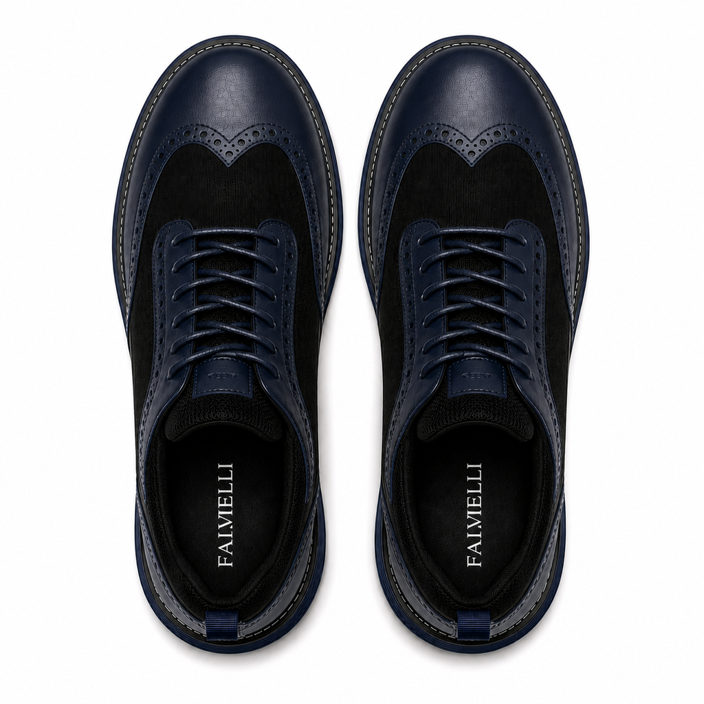 Scarpe Brogue Sportive Uomo Blu Navy con Inserti Traspiranti