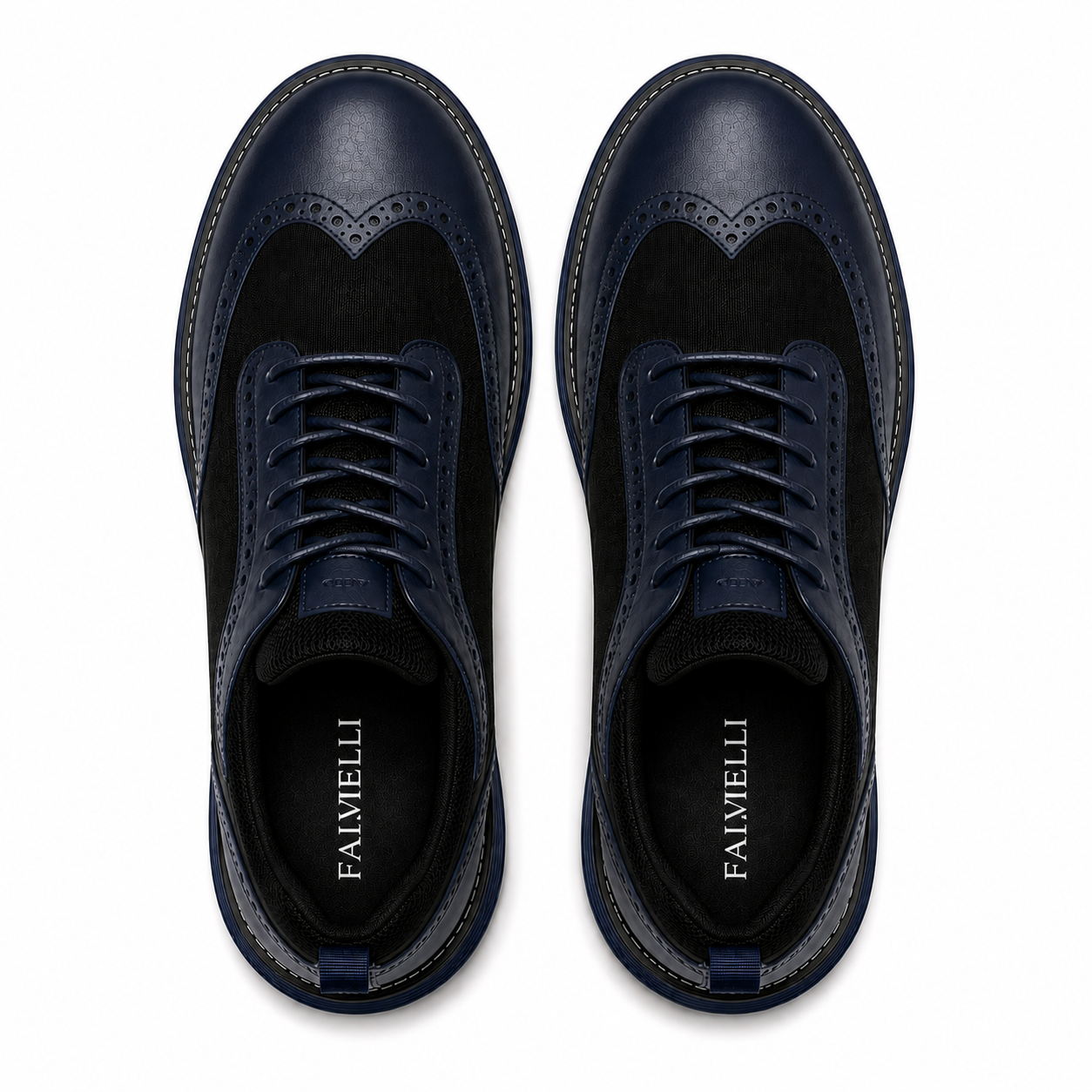 Scarpe Brogue Sportive Uomo Blu Navy con Inserti Traspiranti