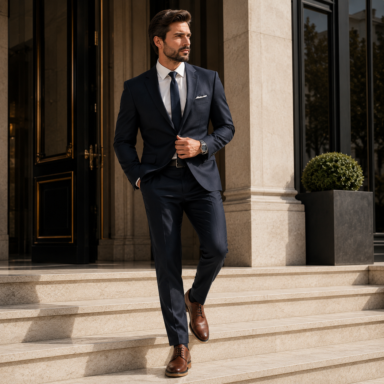 Scarpe Brogue Casual Uomo Marrone con Suola Comfort Bicolore
