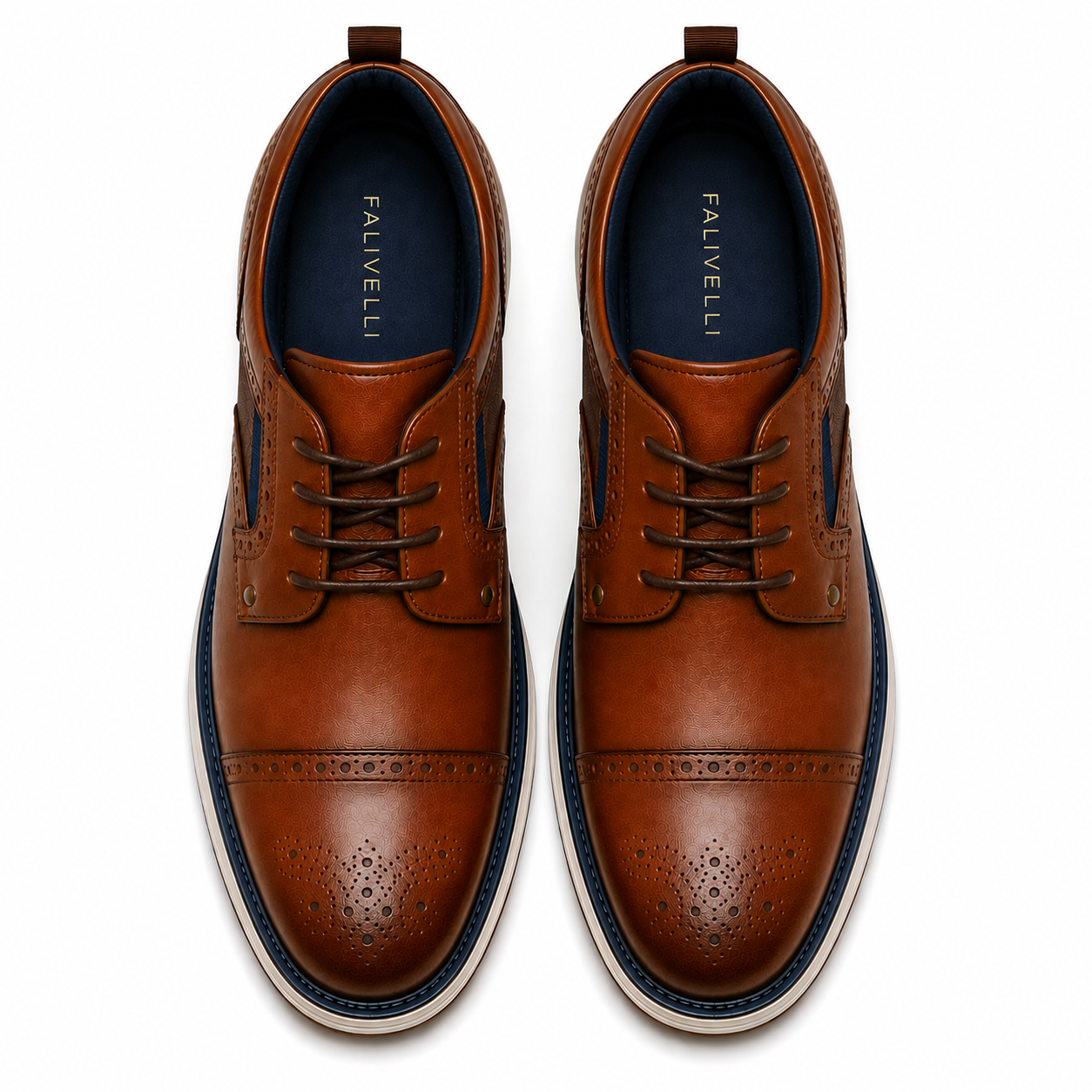 Scarpe Brogue Casual Uomo Marrone con Suola Comfort Bicolore