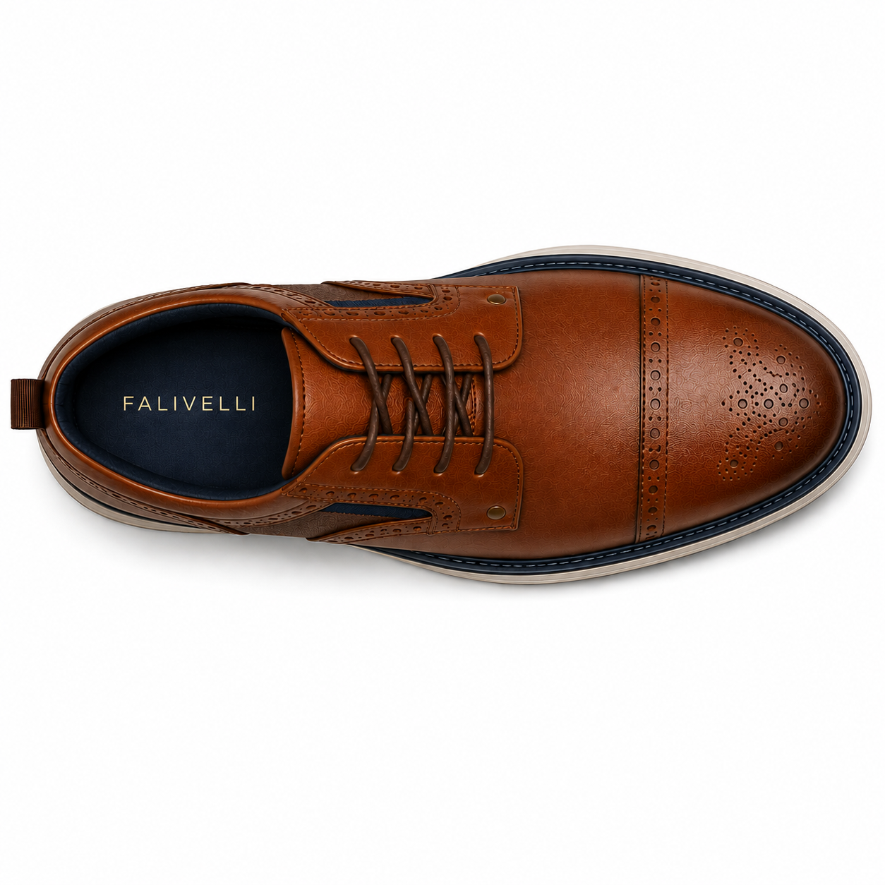 Scarpe Brogue Casual Uomo Marrone con Suola Comfort Bicolore