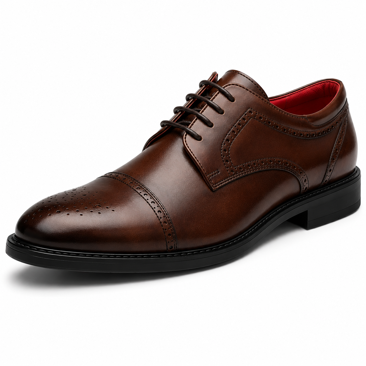 Scarpe Derby Eleganti Uomo Marrone con Interno Rosso Premium