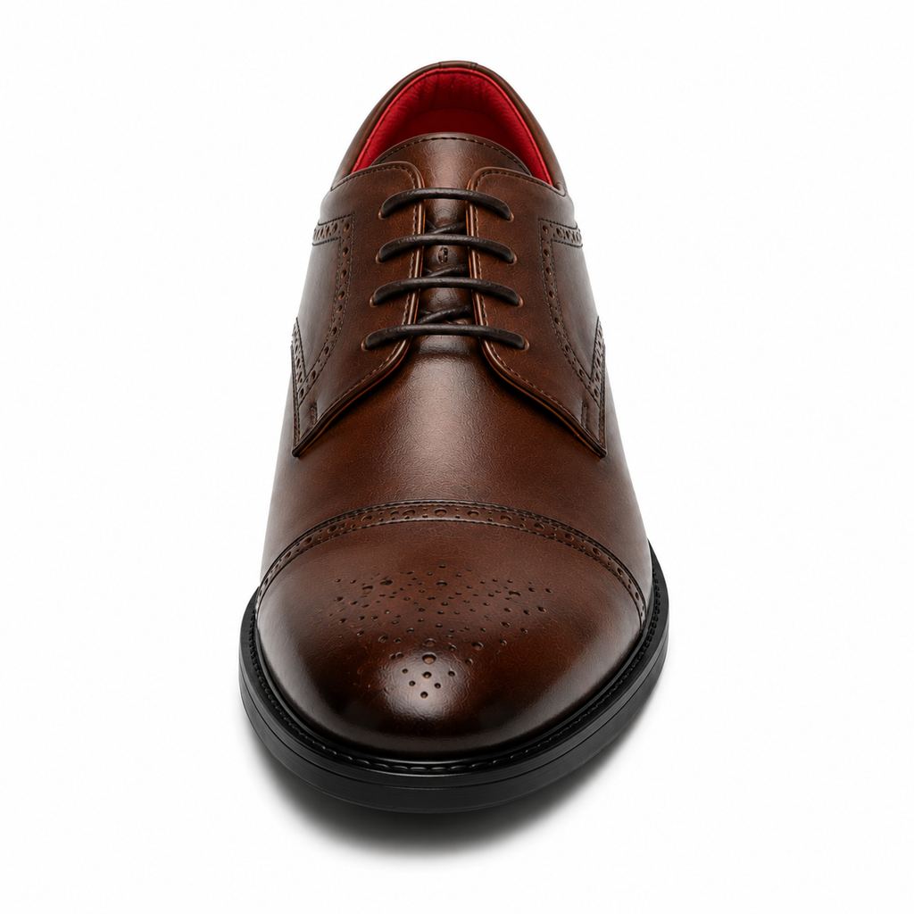 Scarpe Derby Eleganti Uomo Marrone con Interno Rosso Premium