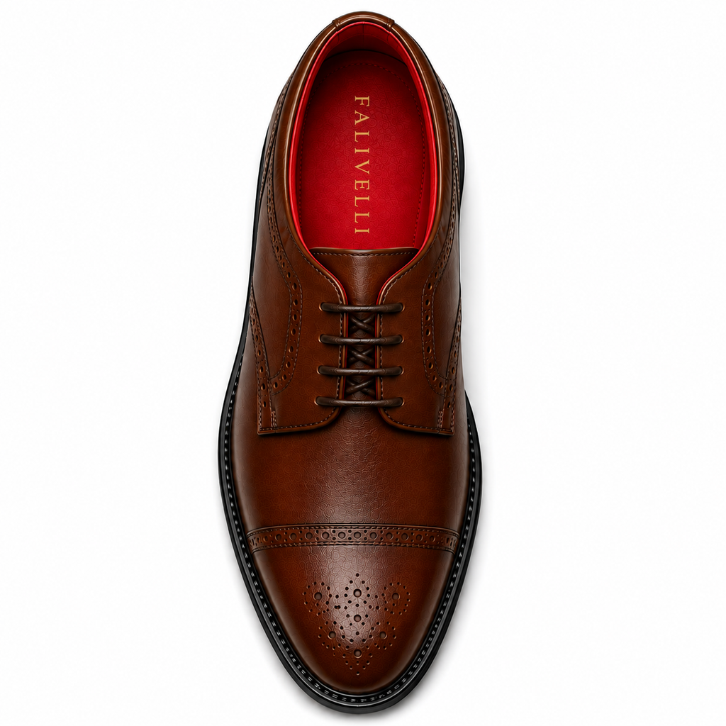 Scarpe Derby Eleganti Uomo Marrone con Interno Rosso Premium