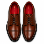 Scarpe Derby Eleganti Uomo Marrone con Interno Rosso Premium