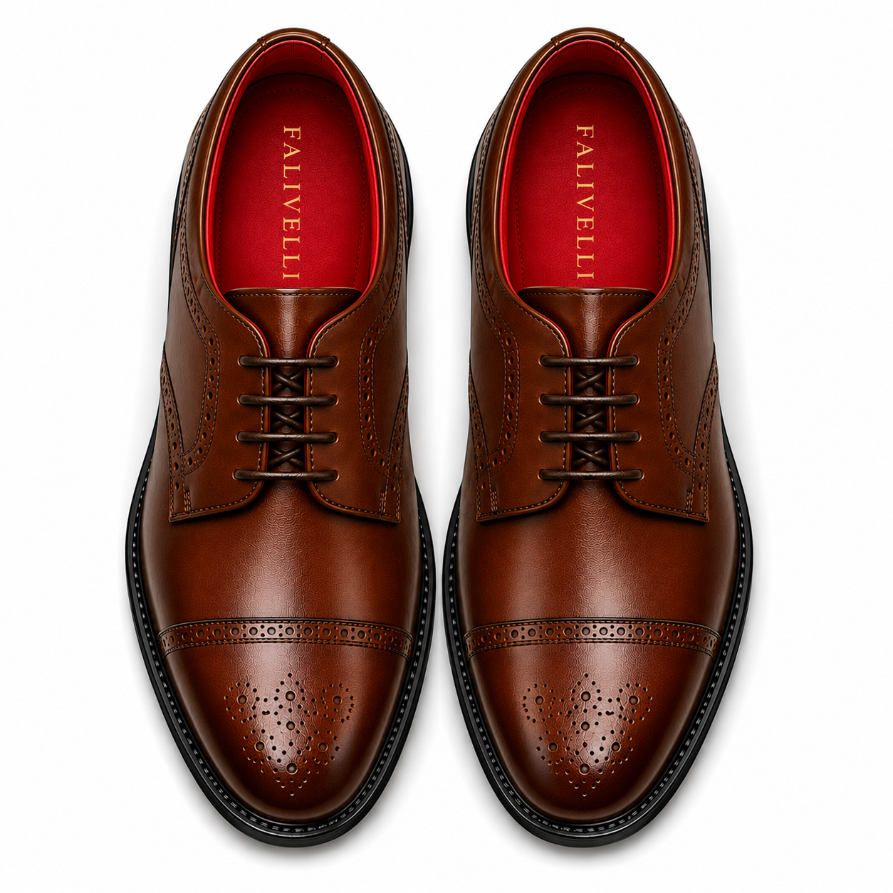 Scarpe Derby Eleganti Uomo Marrone con Interno Rosso Premium
