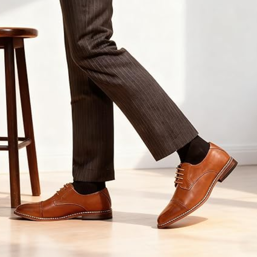 Scarpe Eleganti Uomo Cap Toe Marrone Giallo