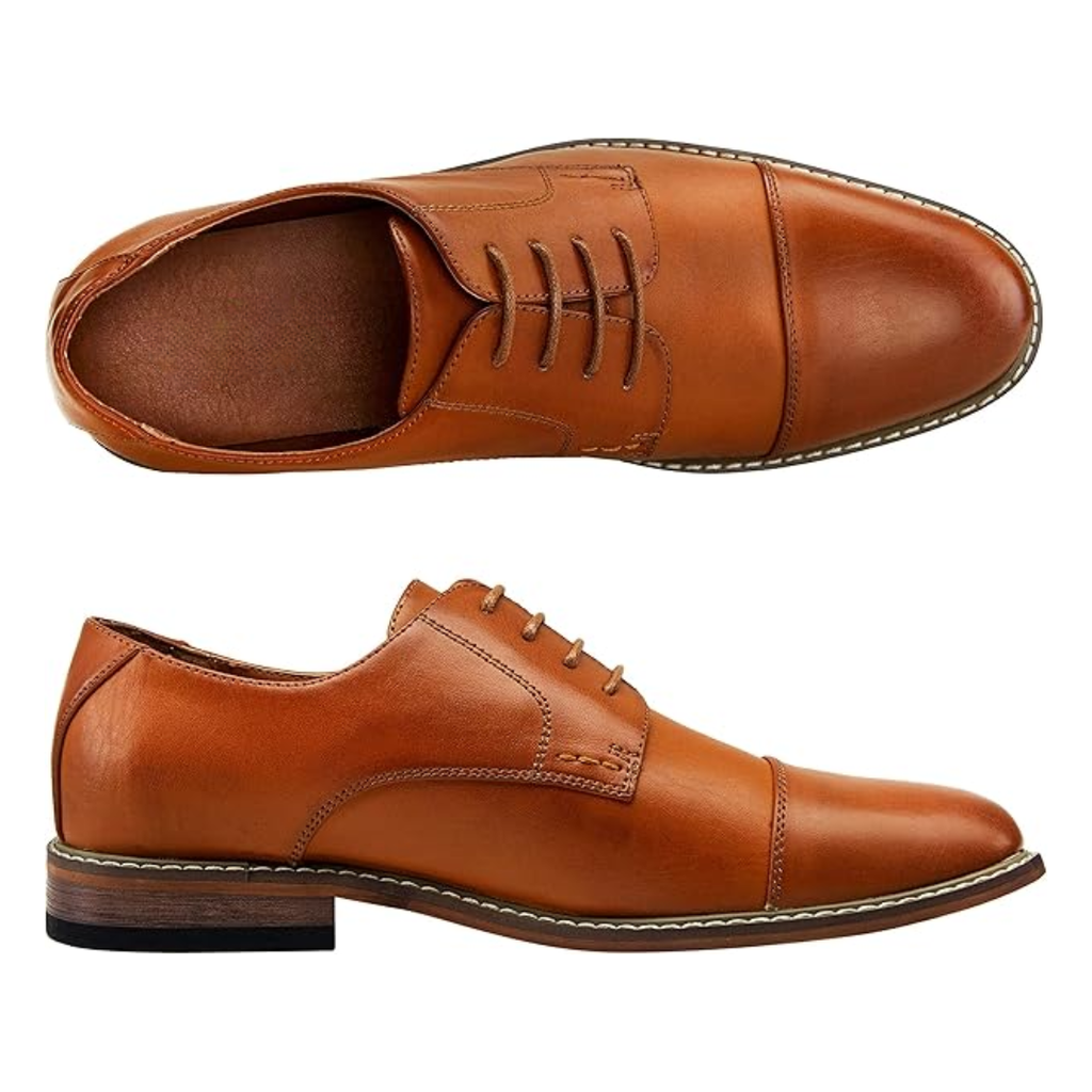 Scarpe Eleganti Uomo Cap Toe Marrone Giallo