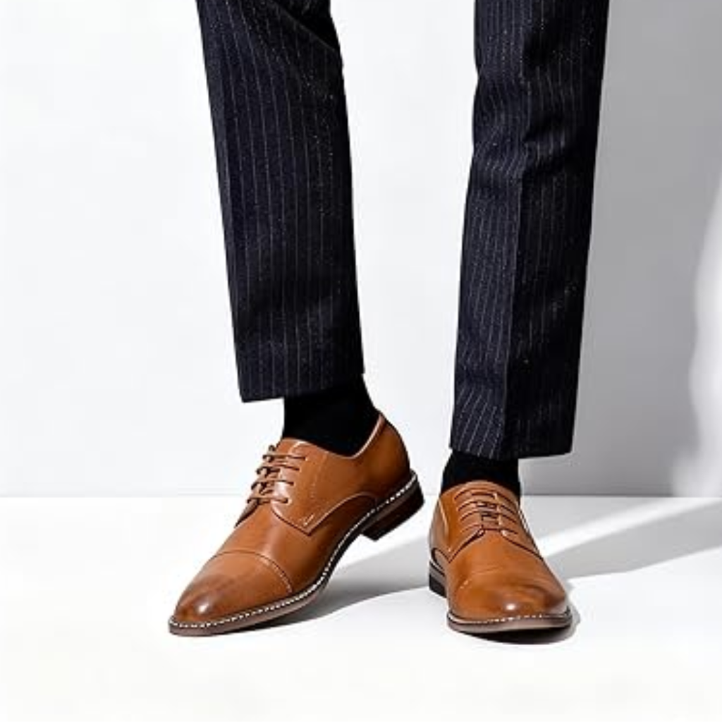 Scarpe Eleganti Uomo Cap Toe Marrone Giallo