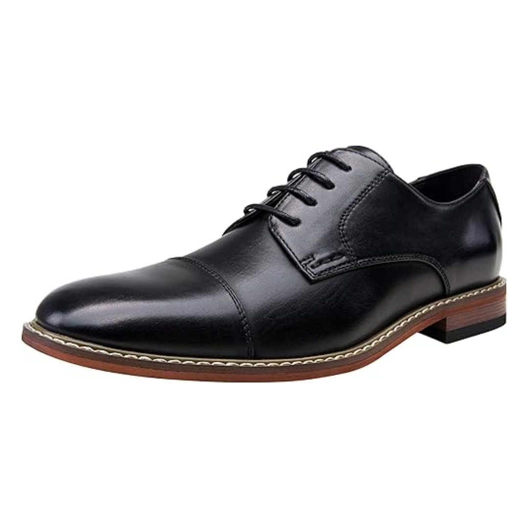 Scarpe Eleganti da Uomo Nere con Punta Cap Toe