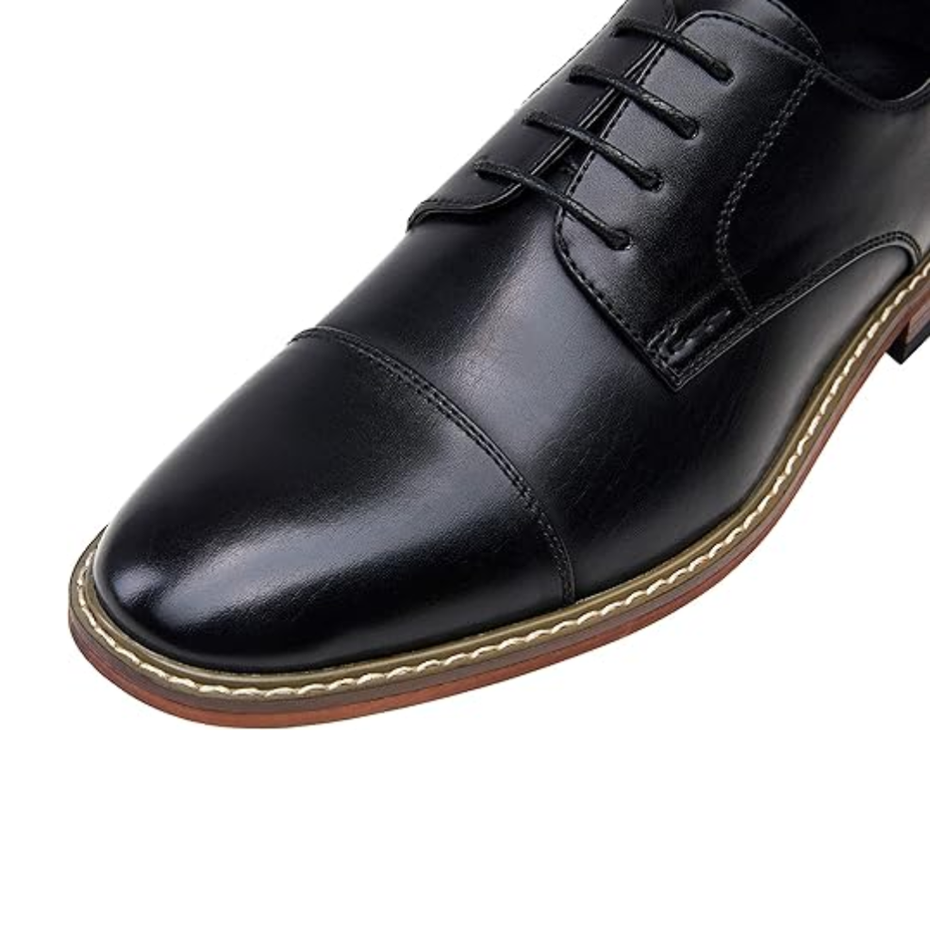 Scarpe Eleganti da Uomo Nere con Punta Cap Toe