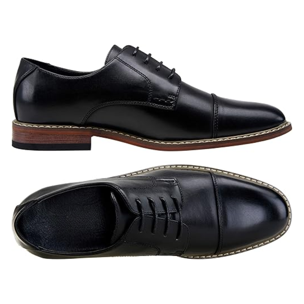 Scarpe Eleganti da Uomo Nere con Punta Cap Toe