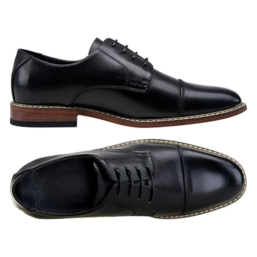 Scarpe Eleganti da Uomo Nere con Punta Cap Toe