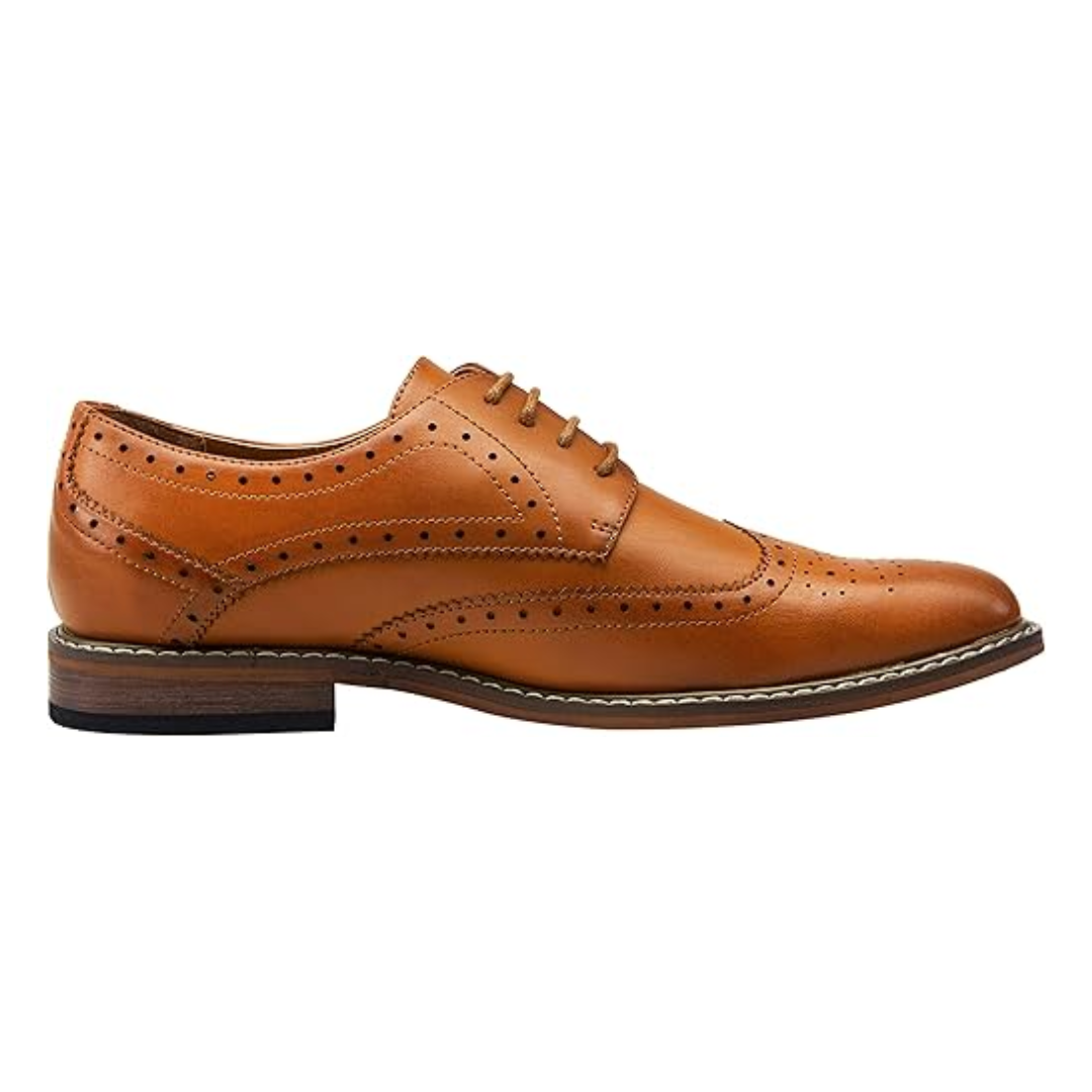Scarpe Eleganti da Uomo Marroni Wingtip Brogue
