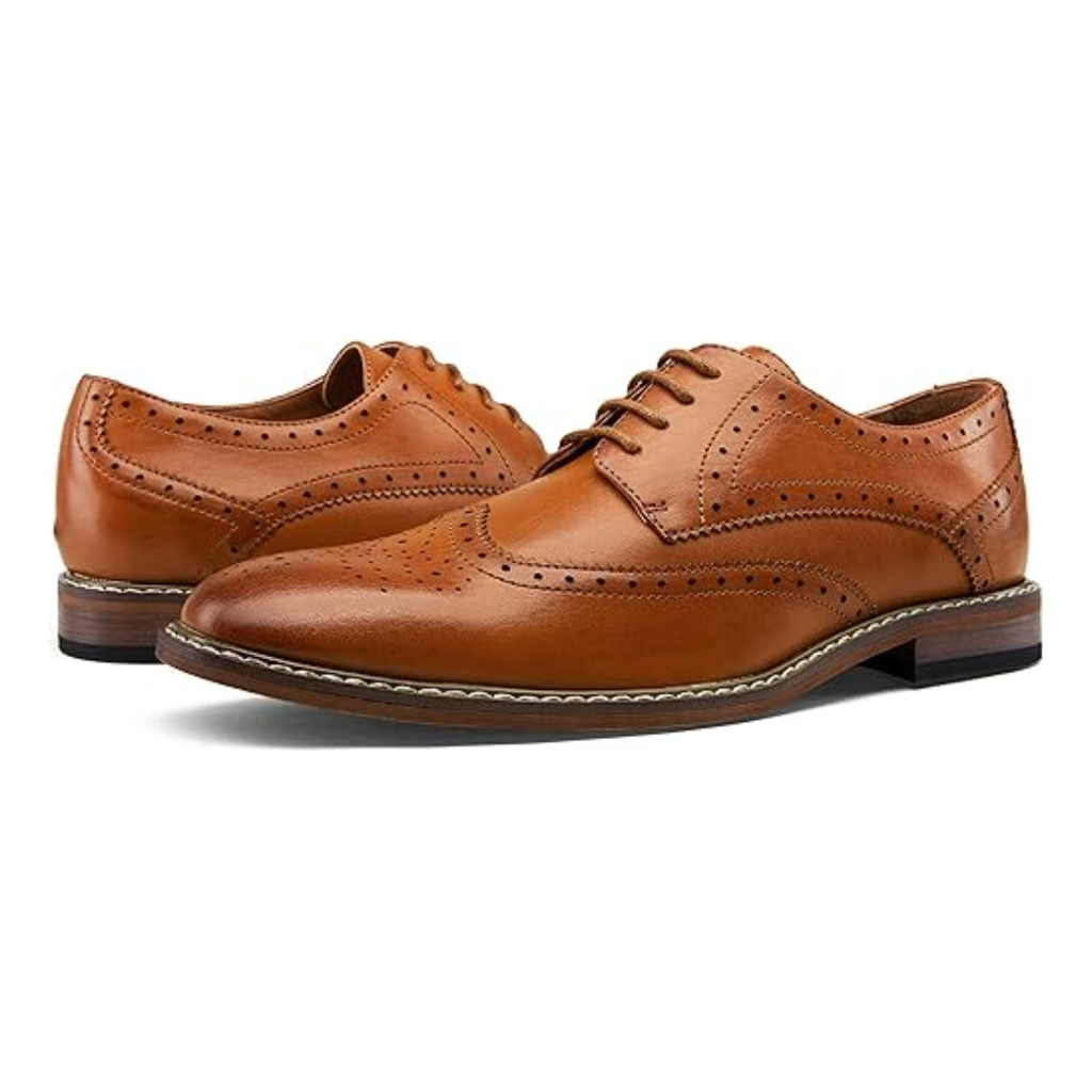 Scarpe Eleganti da Uomo Marroni Wingtip Brogue